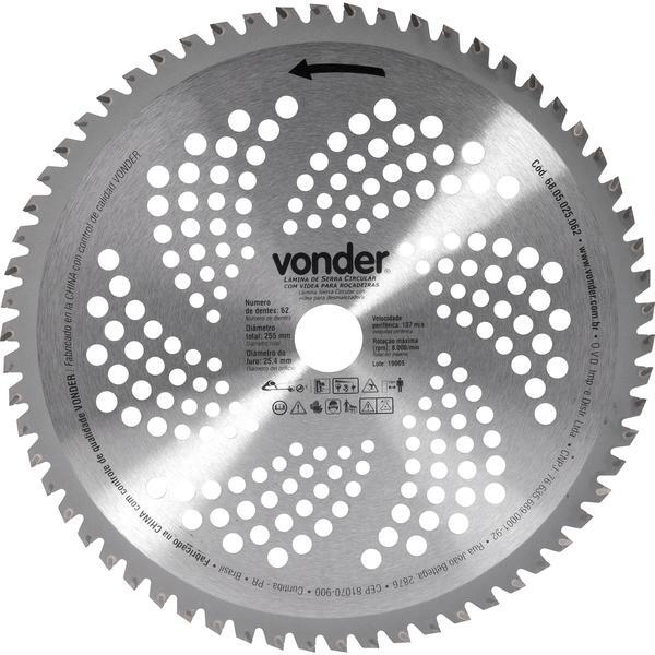 Lâmina Circular P/ Roçadeira C/ Videa 255x25,4x62  Vonder