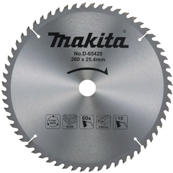 Lamina De Serra 260mm X 25,4mm X 60d Makita D-65420