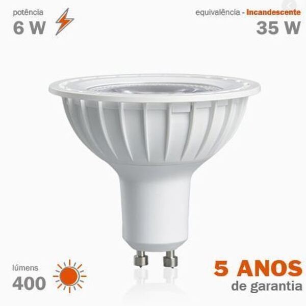 Lampada Ar70 Facho 24º 6w Ub Bivolt Alumínio Branco Quente*