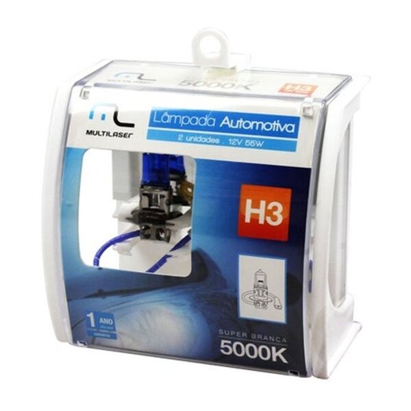Lâmpada Automotiva H3 12v 55w Super Branca Par Multilaser - A