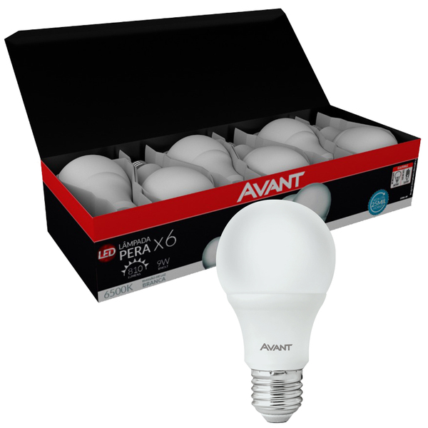 Lampada Bulbo 9w Branco Frio Avant Pack 6 Pecas