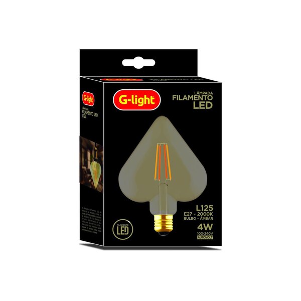 Lâmpada Coração Led G-light Filamento Bulbo Âmbar L125 4w | Leroy
