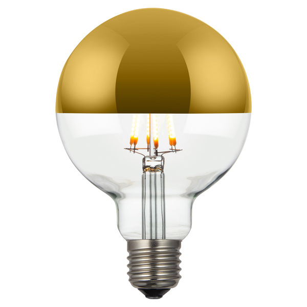 Lampada de Filamento LED Globo Luz Amarela 6W Bivolt G95 Defletora Dourada GMH
