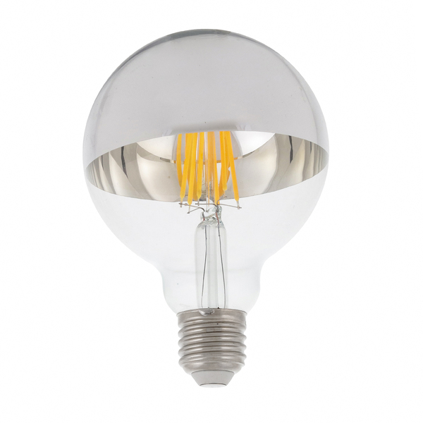 Lampada de Filamento LED Globo Luz Amarela 6W Bivolt G95 Defletora Prata GMH