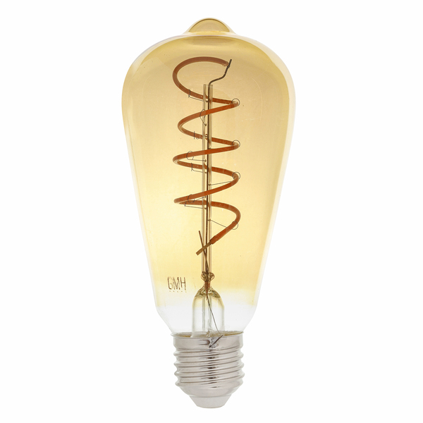 Lampada de Filamento LED ST64 Espiral Luz Amarela 4W Gmh Bivolt