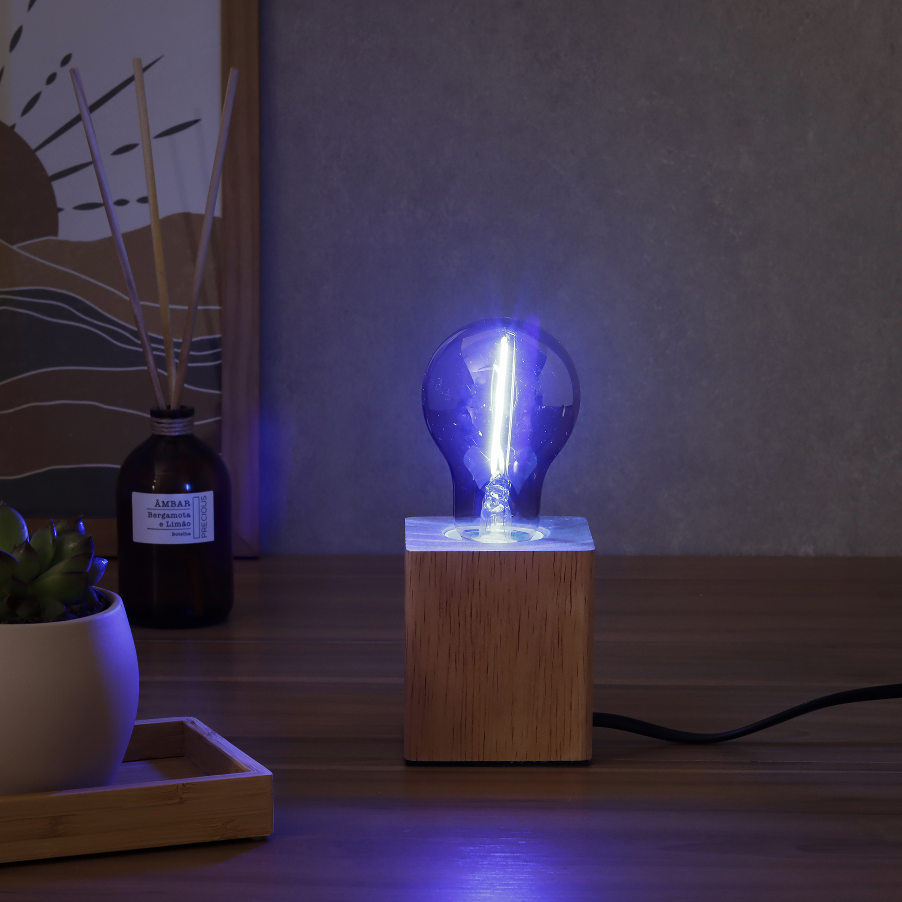 Lâmpada de LED Filamento E27 Bulbo 1W 50lm Luz Azul Bivolt Elgin