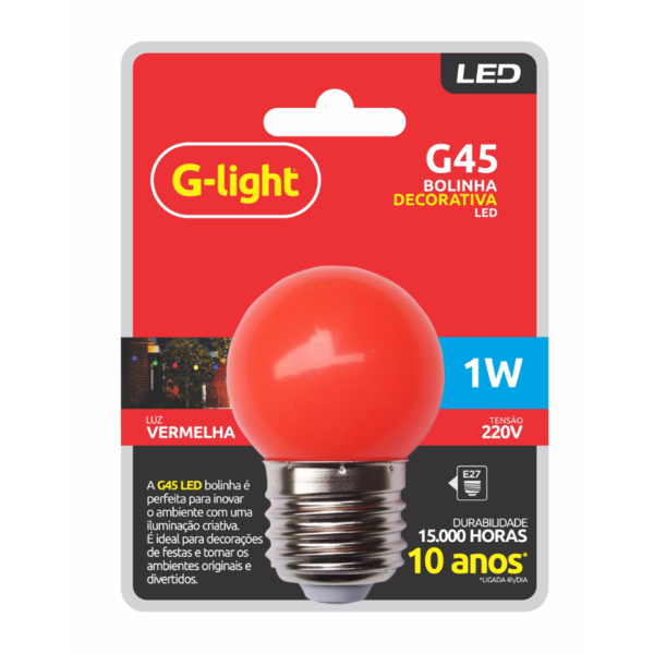 Lâmpada G45 Led 1w 220v E27 Vermelha | Leroy Merlin