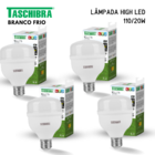 Lâmpada High LED Bulbo 20W E27 6500K Taschibra Kit 4 Unidades