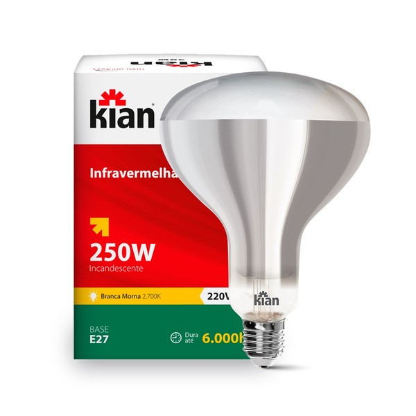 Lampada Incandescente Infravermelho Secagem 250w 220v - Kian