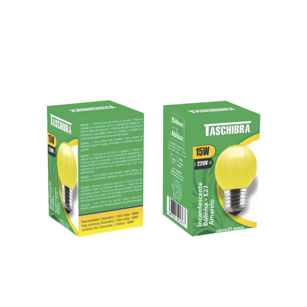 Lâmpada Incandescente Taschibra Bolinha 15w 220v Amarela
