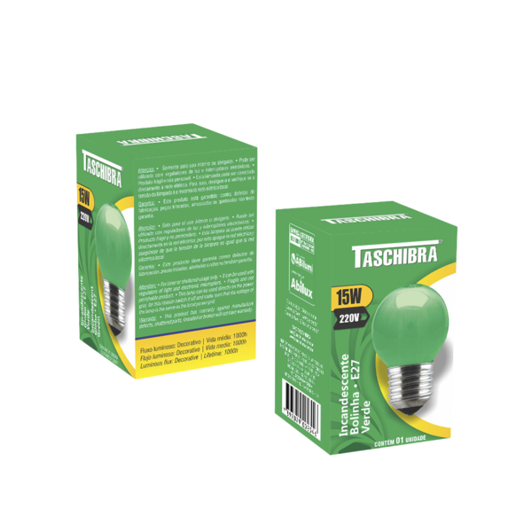Lâmpada Incandescente Taschibra Bolinha 15w 220v Verde