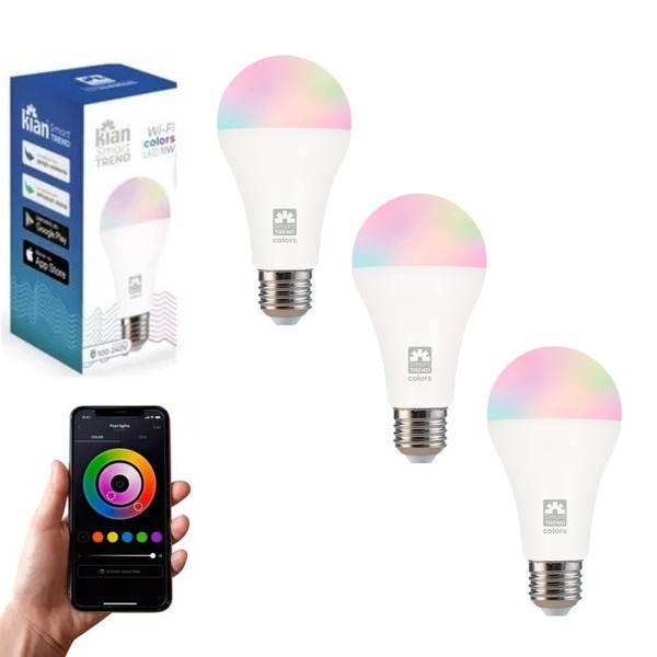 Lâmpada Inteligente Smart Google Color Kian E27 Rgb 3 Peças