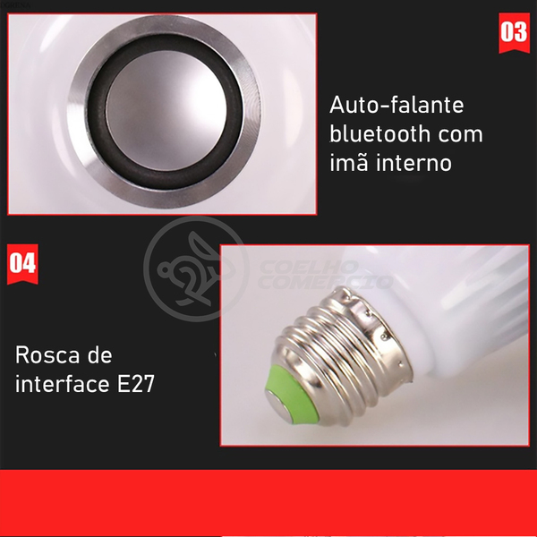 Lâmpada Led 12w E27 Rgb Colorida Com Caixa De Som Bluetooth E