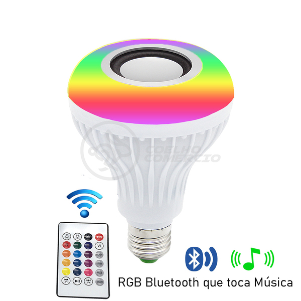Lâmpada Led 12w E27 Rgb Colorida Com Caixa De Som Bluetooth E