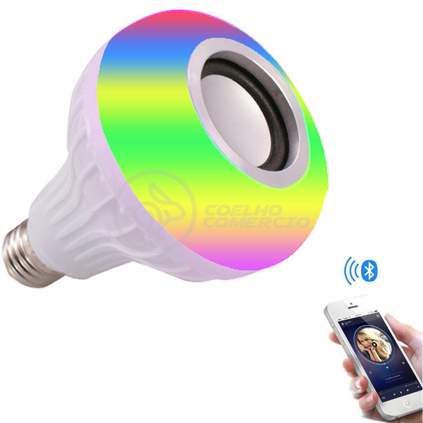 Lâmpada Led 12w E27 Rgb Colorida Com Caixa De Som Bluetooth E