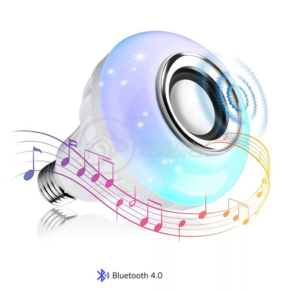 Lâmpada Led 12w E27 Rgb Colorida Com Caixa De Som Bluetooth E