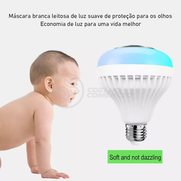 Lâmpada Led 12w E27 Rgb Colorida Com Caixa De Som Bluetooth E