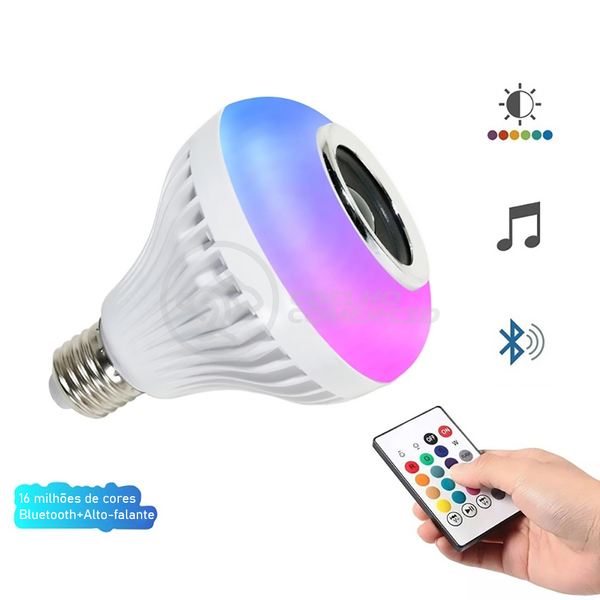 Lâmpada Led 12w E27 Rgb Colorida Com Caixa De Som Bluetooth E