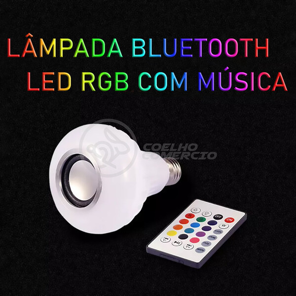 Lâmpada Led 12w E27 Rgb Colorida Com Caixa De Som Bluetooth E