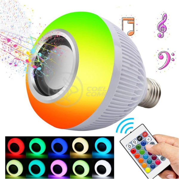 Lâmpada Led 12w E27 Rgb Colorida Com Caixa De Som Bluetooth E
