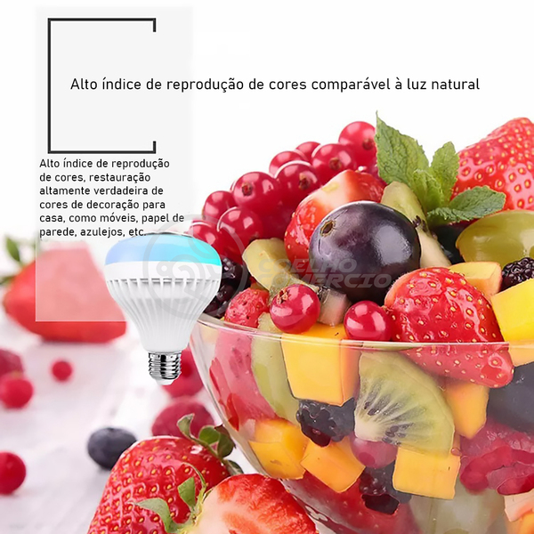 Lâmpada Led 12w E27 Rgb Colorida Com Caixa De Som Bluetooth E