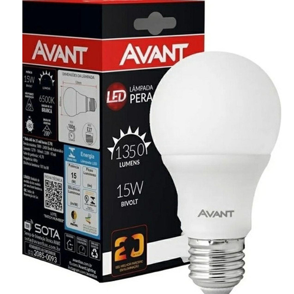 Lâmpada Led 15w Bulbo Soquete E27 Bivolt Branca Fria Avant