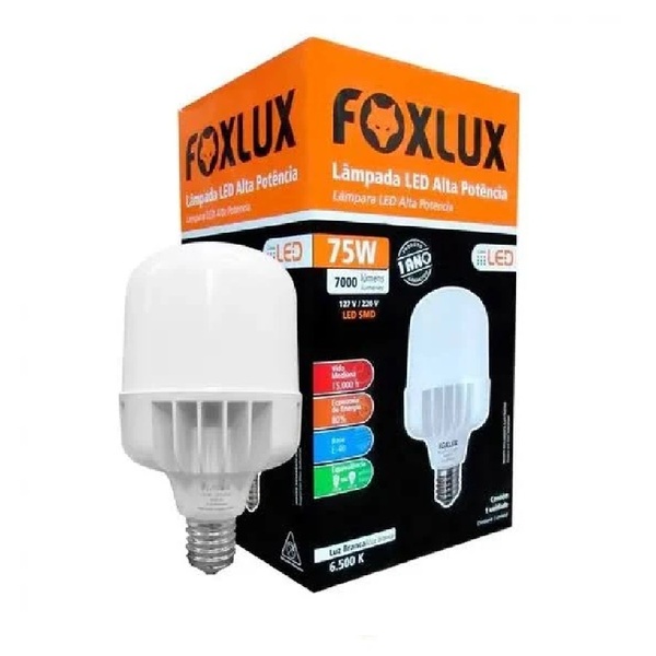 Lâmpada Led Alta Potência Foxlux 75w 6500k Branca Fria 7000lm