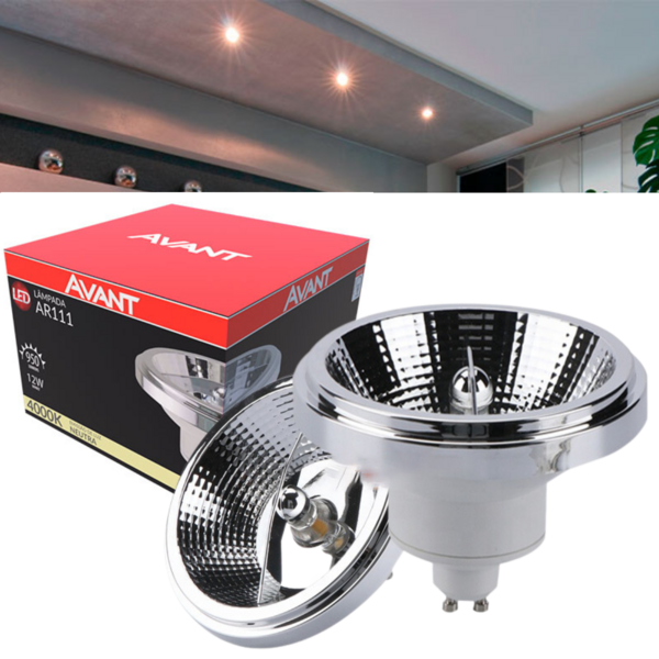 Lampada Led Ar111 Gu10 12w Bivolt- Branco Neutro 4000k