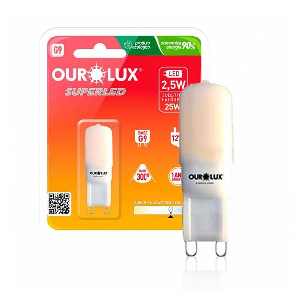 Lâmpada Led Bipino 2,5w 127v G9 6500k Luz Branca Ourolux