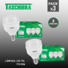 Lâmpada LED Bulbo 30W E27 Pack3 6500K Taschibra Kit 2 Unidades