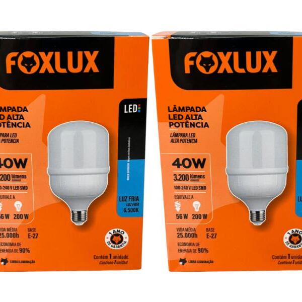 Lampada Led Bulbo 40w 6500 K Foxlux Bivolt Kit 02 Und