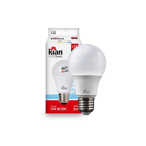 Lâmpada Led Bulbo A 7w 6500k 12v E27 - Kian