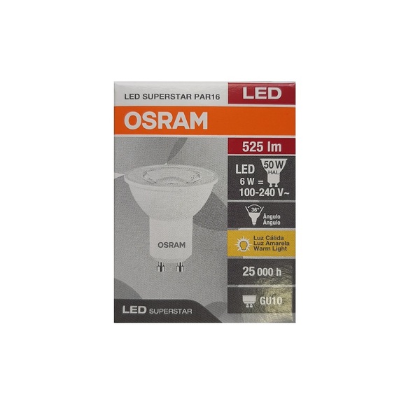 Lâmpada Led Dicroica Par16 6w Gu10 2700k Amarela Bivolt Osram
