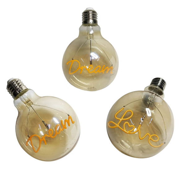 Lampada Led Dream Home Love Mensagem Vintage Branco Quente 4w