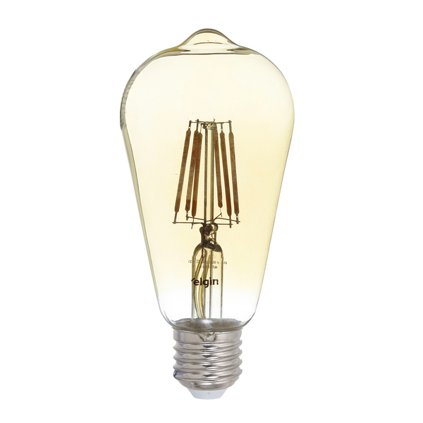 Lâmpada LED E27 de Filamento Pêra Smart Luz Amarela 6W ST64 Wi Fi Elgin Bivolt