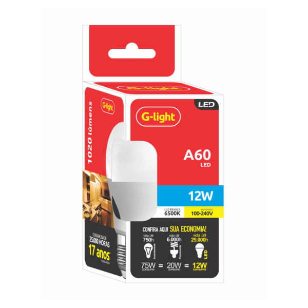 Lâmpada Led Ence A60 E27 Autovolt 12w - 6500k - Luz Branca