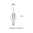 Lâmpada Led Filam 2w Bivolt E-14 2200k Vela Chama Blumenau Il
