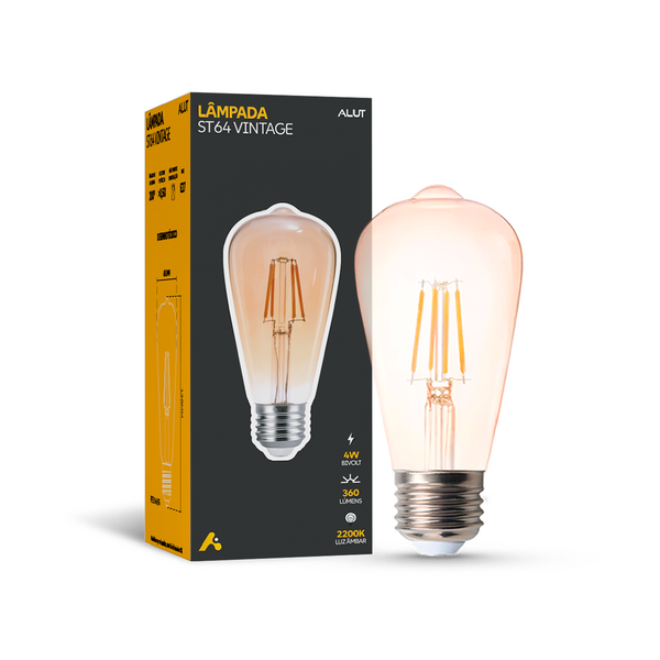 Lampada Led Filamento St64 4w 2200k Branco Quente E27 110v/220v