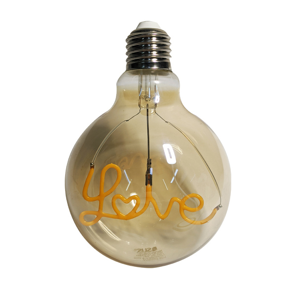 Lampada Led Love Vintage Mensagem 4w Branco Quente Casa Comer
