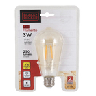 Lâmpada LED de Filamento Pêra Luz Âmbar 3W Black+Decker  Bivolt