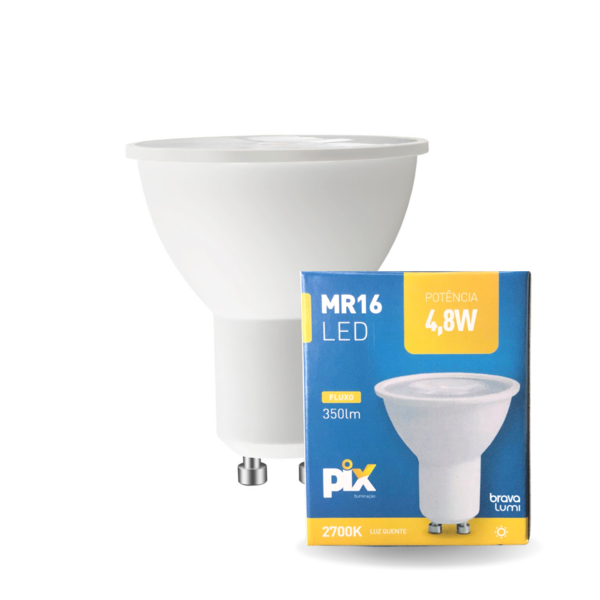 Lâmpada Led Pix Dicroica Mr16 4,8w Bivolt 2700k Amarelo Quente