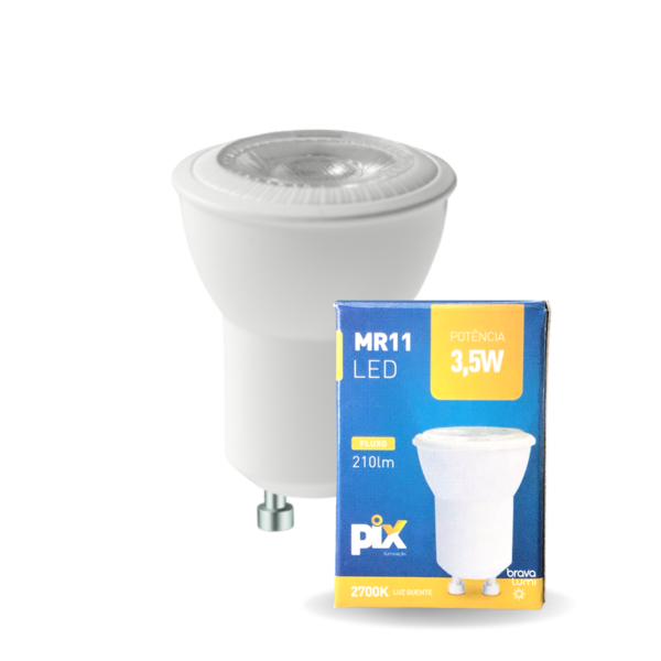 Lâmpada Led Pix Mini Dicroica Mr11 3,5w Bivolt 2700k Amarelo