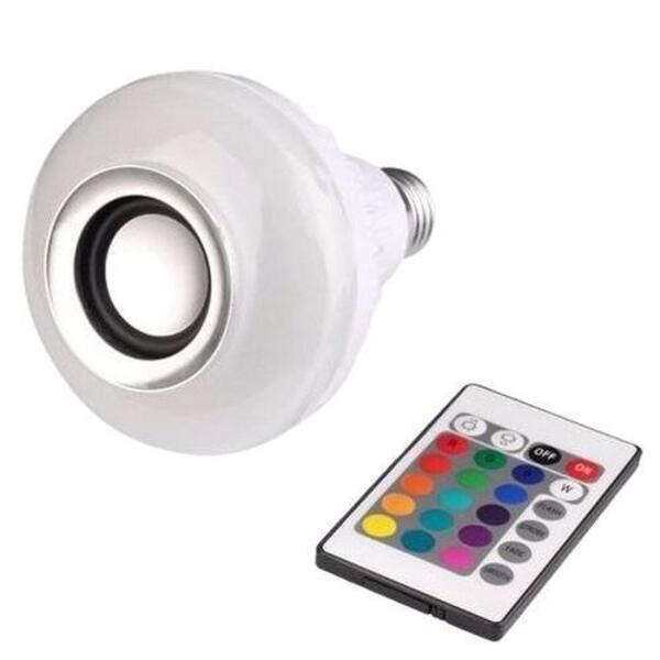 Lâmpada Led Rgb Musical Caixa Som Bluetooth Balada Em Casa