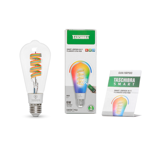 Lâmpada Led Smart Wi-fi Inteligente St64 Filamento 6w E27 Rgb