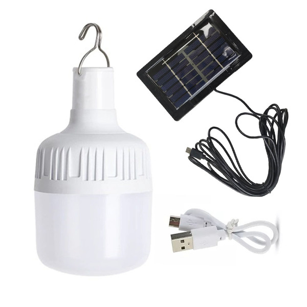 Lampada Luminaria Solar Suspensa Gancho Placa Separada Portat