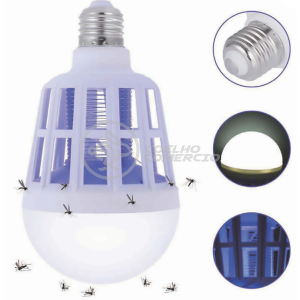 Lâmpada Luz Led Branco 15w Atrai Choque Mosquito Insetos Pern