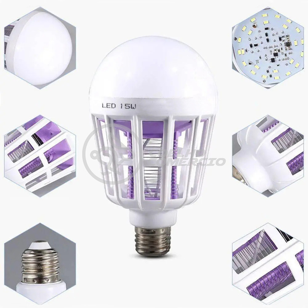 Lâmpada Luz Led Branco 15w Atrai Choque Mosquito Insetos Pern