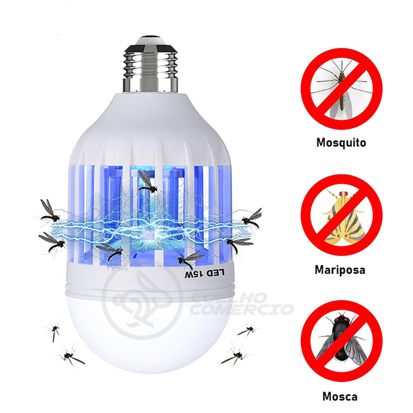 Lâmpada Luz Led Branco 15w Atrai Choque Mosquito Insetos Pern