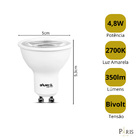 Lâmpada Mr16 Dicroica Led 4 8w 2700k Bivolt