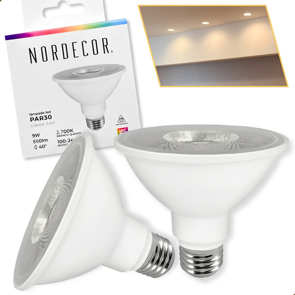 Lâmpada Par30 Nordecor Led 9w 40° Branco Quente 2700k Irc95
